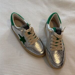 Vintage Havana Metallic Silver & Green Star Sneakers